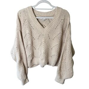 American Eagle Outfitters Cream V-Neck Sweater